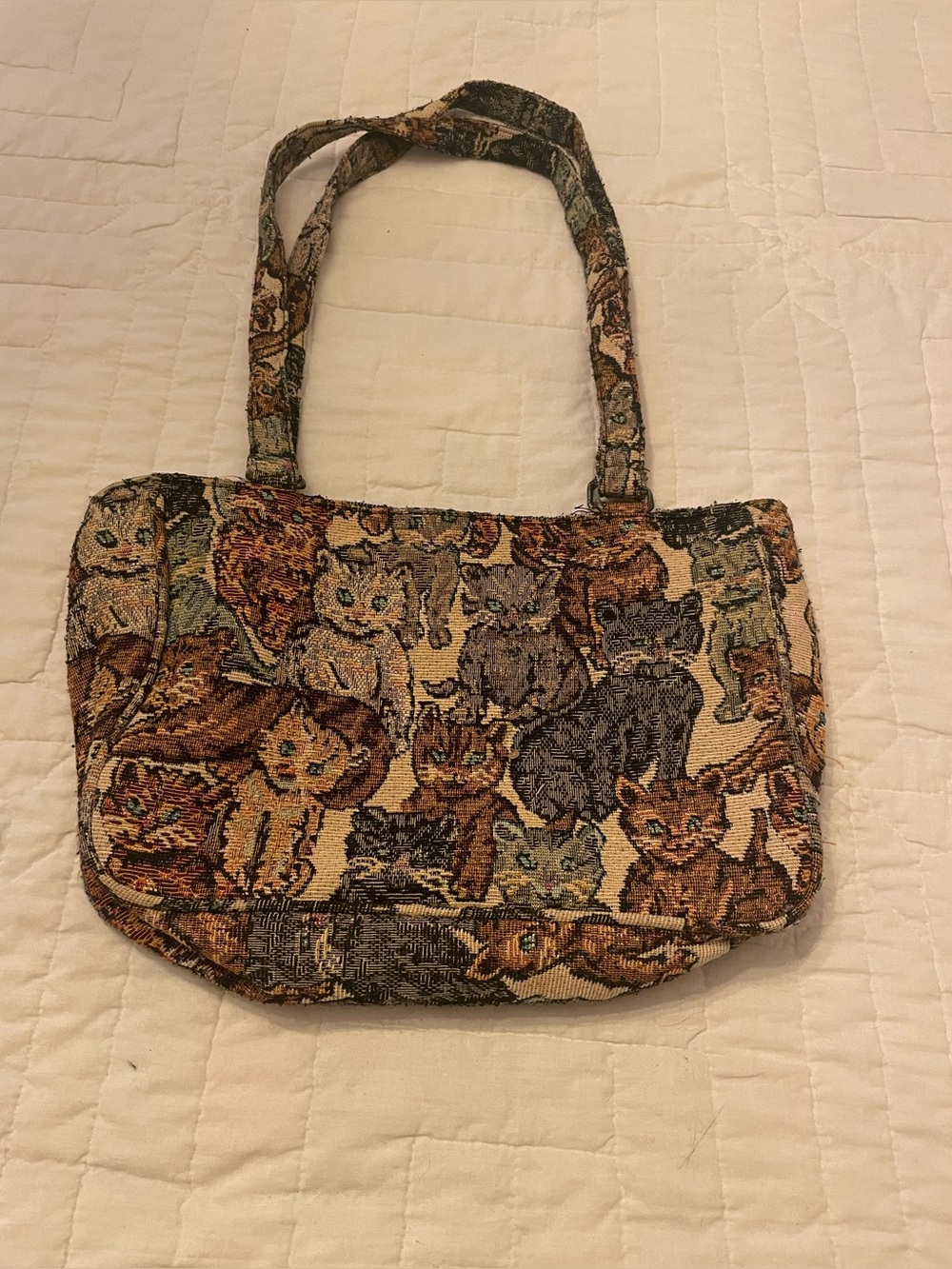 Vintage kitty cat tapestry shoulder bag - Picture 3 of 5